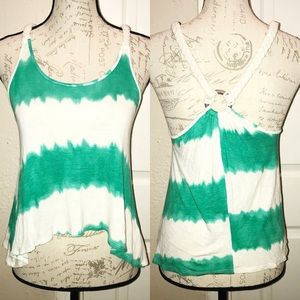 Crop Top Braided Straps Wooden Circle Striped